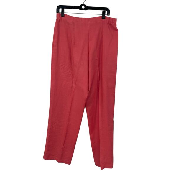 Geiger 100% Linen Tie Waist Wide Leg Pant Coral Womens 40 / US Large - Picture 6 of 6